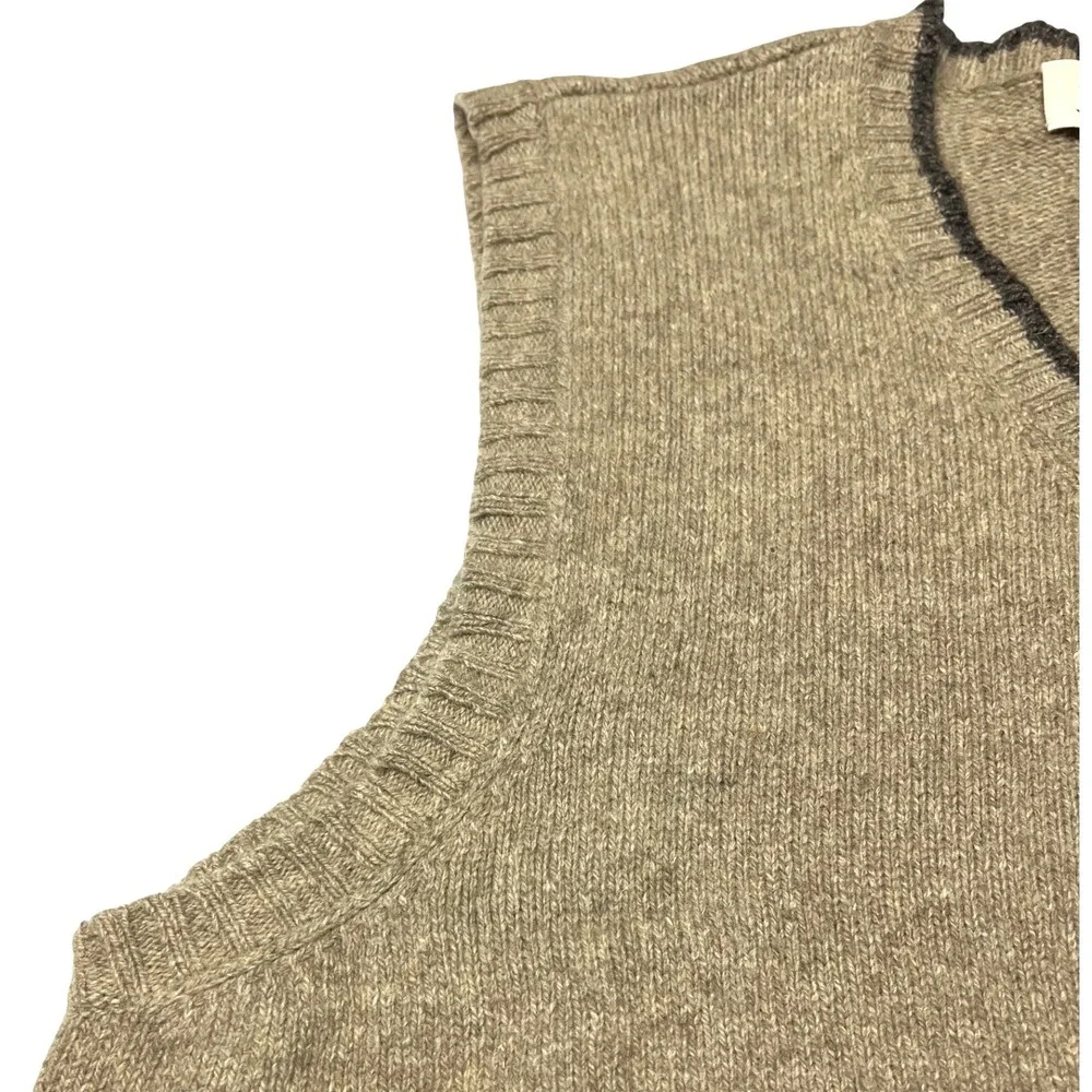 J. Crew Lambswool Linen Sweater Vest Men's XL Beige‎ Heather V-Neck Knit EUC